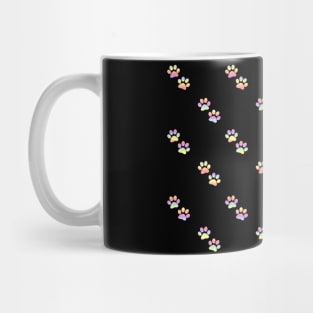 Mini Pastel Rainbow Horizontal Striped Paw Prints Mug